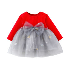 Toddler Girls Tulle Clothes Baby Kids Patchwork Princess Bowknot Dress Knit Girls Dress&Skirt For 0-6 Months