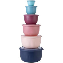 Prep Bowls with Lids- Wide and Deep Nesting Plastic Small Mixing Bowl Set with Lids, 12 Piece Set - Deep Bowls, Navy
