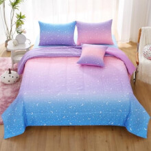 Twin Girls Comforter Set Microfiber 6-Piece Purple Orange