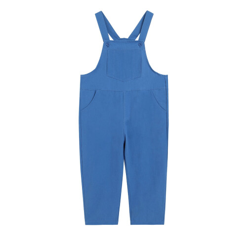 Blue sleeveless onesie jumpsuit with pockets and adjustable