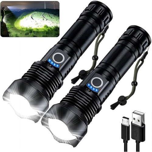 ZLC Rechargeable LED Flashlight 90000 lm 2-Pack