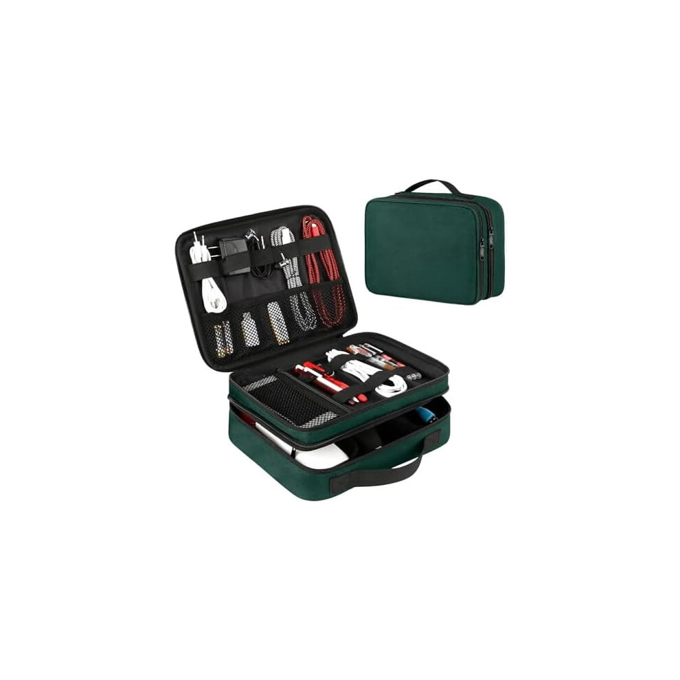 Double-Layer Electronics Travel Organizer With Handle Â Peacock Compatible With All Cables & Chargers Blue 9426043223045