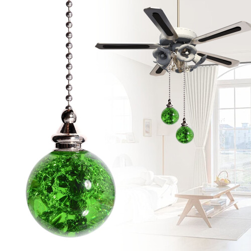 Crystal Glass Ice-Cracked Pull Chain for Ceiling Fan Light, 21.06", Compatible with Ceiling Fans 1