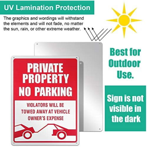 Conjunto de 3 placas de alumínio "Proibido Estacionar" de 35,5 x 25,4 cm (14 x 10 polegadas) 2