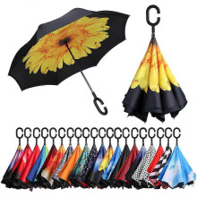 (As show, One size) Inverted umbrella, UV protection double layer windproof umbrella, windproof umbrella, car folding umbrella, sunflower,2024 Ping