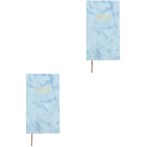 2Pcs Blue PU Planner Notebook Daily Organizer Practical Writing Book 2