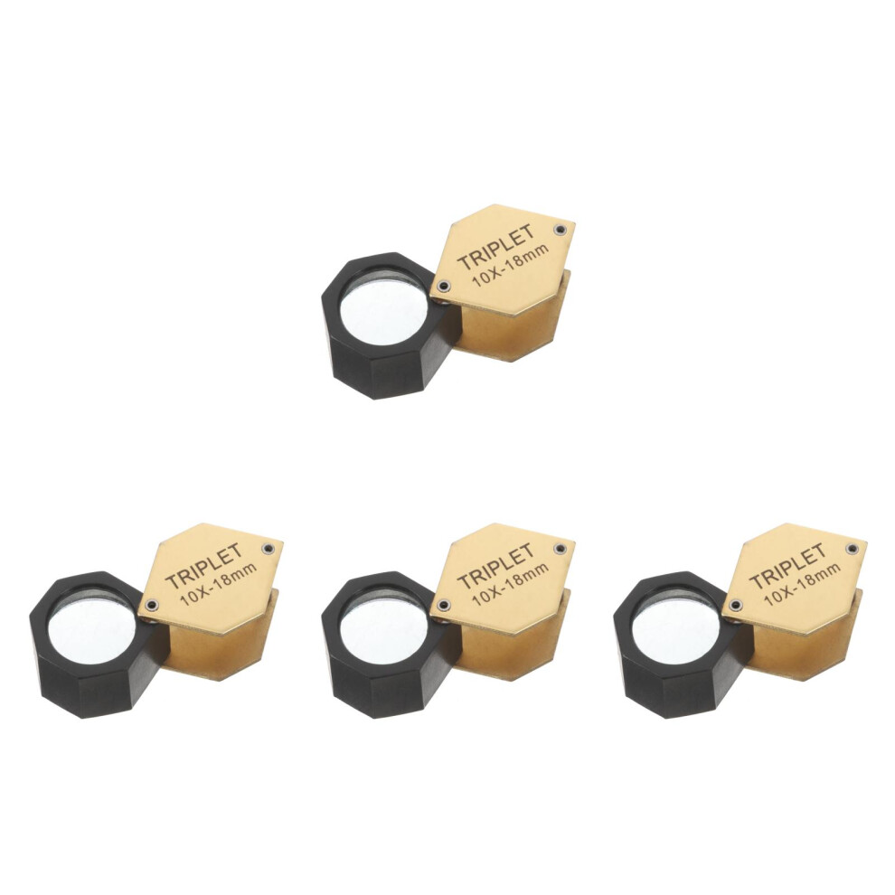 Villcase 4Pcs Portable Folding Mini Magnifier Metal Jewelry Watch Repair Lens
