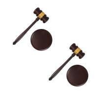 2Pcs Solid Wood Mini Gavel and Block Set for Courtroom Lawyer Auction