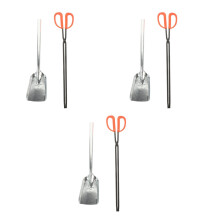 3Sets Fireplace Utensils Set Iron Firewood Clamp Ash Scoop for Home