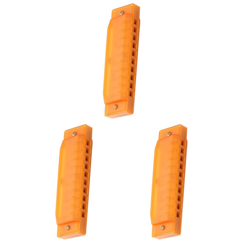 3Pcs Orange 10 Hole Plastic Harmonica Instrument for Playing Beginners