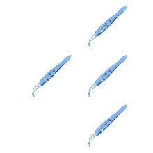 4Pcs Blue Eyelid Tweezers Metal Titanium Alloy Forceps for Home Use