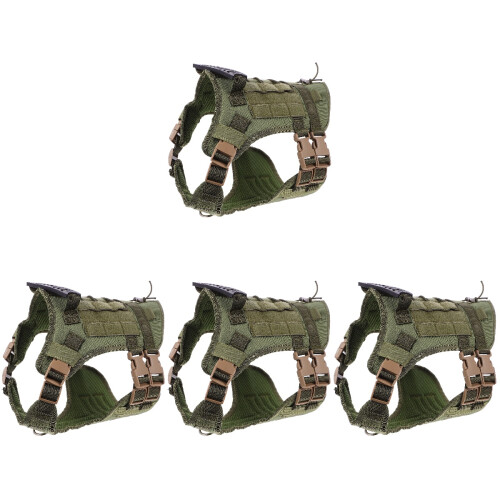 4Pcs Comfortable Green Adjustable Dog Harness Vest for Pets