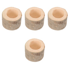4Pcs Wooden Hamster Feeding Bowl Beige Safe Durable Feeder