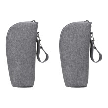 2Pcs Grey Insulated Milk Bottle Bag Portable Baby Bottle Thermal Pouch