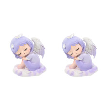 2Pcs Blue Resin Angel Figurines Vivid Decorative Resin Craft for Home