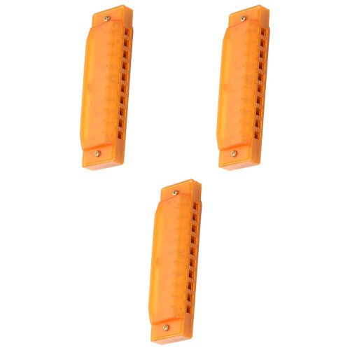 3Pcs Orange 10 Hole Plastic Harmonica Instrument for Playing Beginners 2