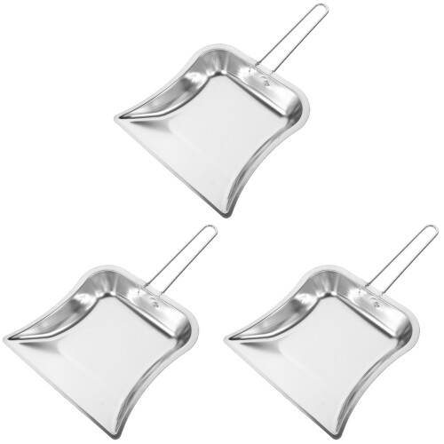 6Pcs Ergonomic Silver Dustpans Portable Kitchen Cleaning