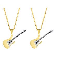 2St Gouden Gitaar Hanger Ketting Unisex Sieraad Vrouwen