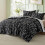 Black Floral Comforter Set 3-Piece Reversible Botanical 2