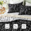 Black Floral Comforter Set 3-Piece Reversible Botanical 3