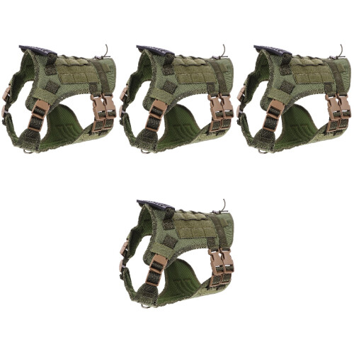 4Pcs Comfortable Green Adjustable Dog Harness Vest for Pets 2
