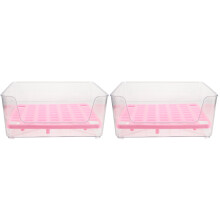 2Pcs Open Acrylic Cat Litter Boxes Pink Portable Travel Pet Toilet