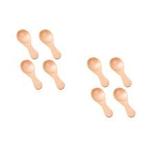 8Pcs Wooden Children Spoons Small Khaki Dessert and Milk Powder Spoons