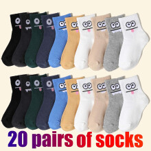 20 PCS Cotton Ankle Socks for Toddler Boys Girls Cute Soft Crew Socks Baby Children Printed Short Tube Mesh Socks