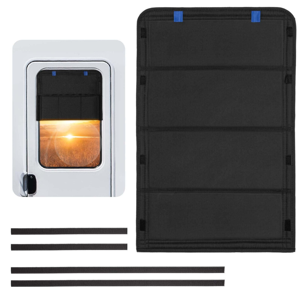 Rv Door Window Shade Â Foldable Out Cover With Uv Protection, Hook & Loop, Waterproof Thick Oxford Fabric (Black) Black 9426043965624