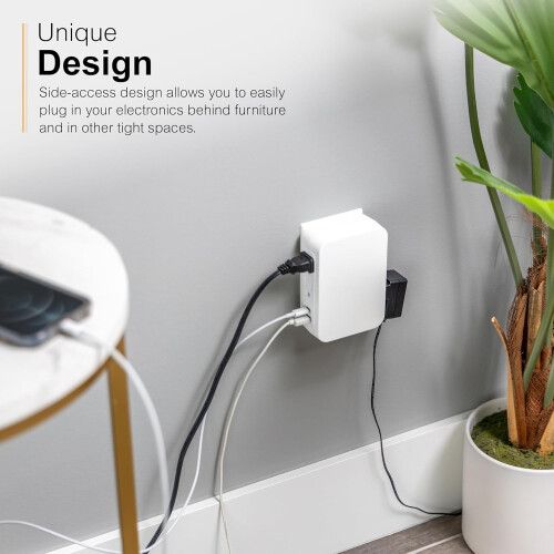Protetor contra surtos de parede UltraPro com 5 tomadas, USB-A e 2