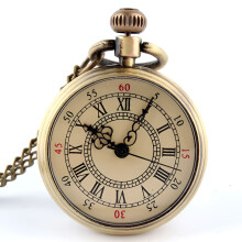 Heren zakhorloge, mechanisch, wit messing, gouden vintage ketting