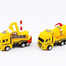 4Pcs Small Yellow Construction Truck Models with Movable Joints Friction Powered Cars