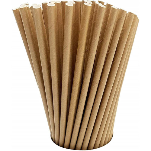 100 Χάρτινα Καλαμάκια Kraft 19,7cm – Για Εστίαση & Πάρτι