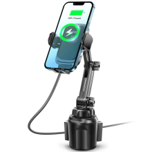 Carregador sem fio para celular com suporte para copo, preto