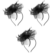 3Stk Schwarzer Damen Fascinator Haarreif Für Braut & Party