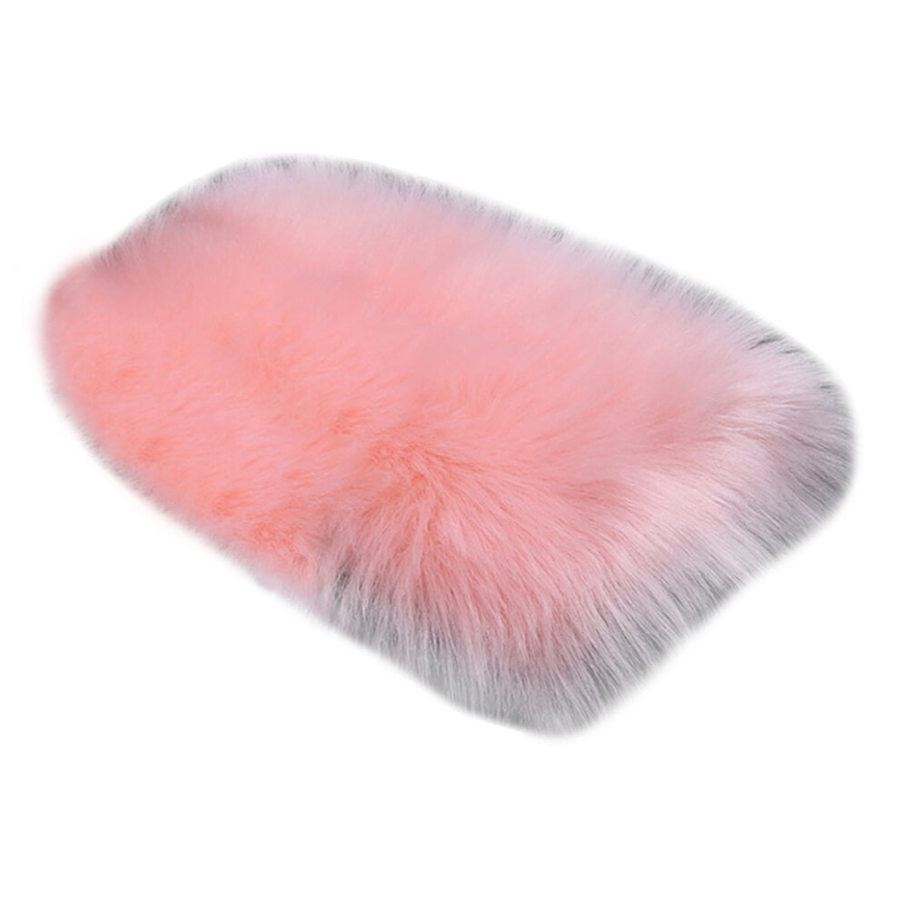 Universal Furry Armrest Cover For Car Truck Suv Sheepskin Wool Fur Soft Fluffy Auto Center Console Cover For Women Girl 9426043045968