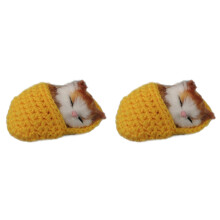2St Slapende Kat in Gele Slipper Pop Speelgoed Kinderen
