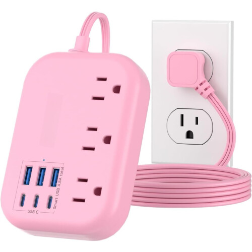 Regleta con cable de 1,5 m, 6 tomas de corriente y 3 puertos USB.