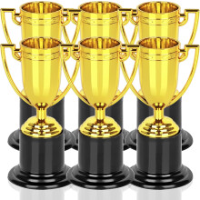 Mini Gold Plastic Trophies (4"), Party Favors, Rewards & Competition Prizes – Compatible with Kids' Events