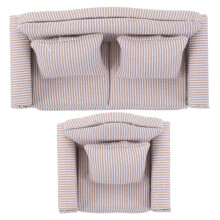 Conjunto de sofá y sillón para sala de estar de casa de muñecas, tela, 2 piezas