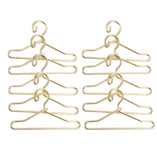 Cabides em miniatura para roupas de boneca, liga de ouro, 40 peças, 4 cm (1,57 polegadas)