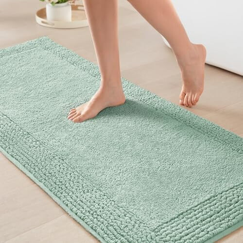 Βαμβακερό αναστρέψιμο χαλί μπάνιου 24x60 ίντσες πράσινο