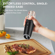 Auto Electric Salt & Pepper Grinder Set – 1-Hand, Adjustable, LED, Stainless Steel & Ceramic Core, Compatible with Kitchen & Camping (Black, 2pcs)