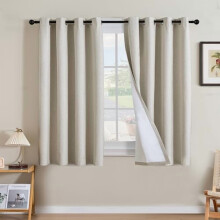 100% Blackout Linen Curtains, 54" Long, Heathered Linen Blend, Nickel Grommet (2 Panels) – Compatible with Standard Rods