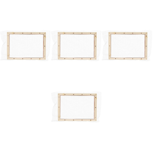 4Pcs Light Yellow Wooden Paper Making Kit with Mesh Screen for DIY