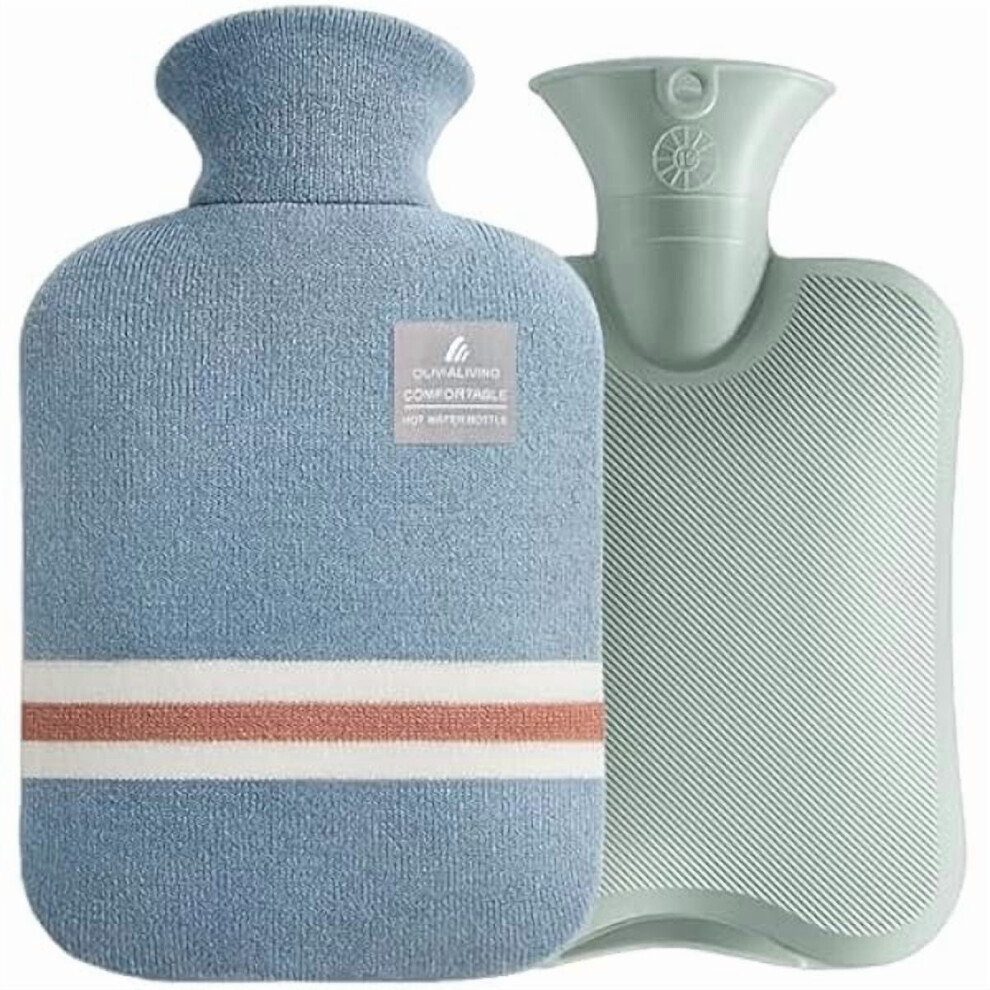 2L Hot Water Bottle with Striped Cover â for Menstrual Cramps, Neck/Shoulder Pain, Hot & Cold Therapy, Hand/Foot Warmer