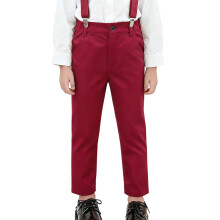 Calças de uniforme escolar para meninos, resistentes a rugas, 160Wine