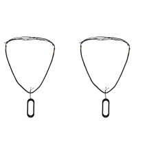 2St Zwarte Two-Hole Silicone Shell Met Retro Halskoord Voor Polsband