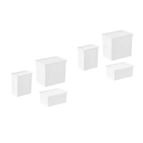 6Pcs Plastic Home Storage Box White Laundry Organizer