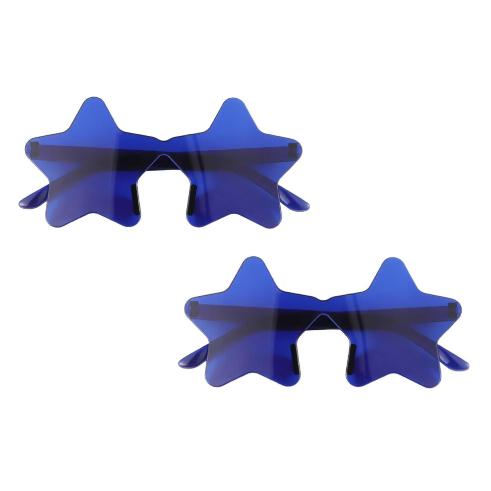 2PC Frameless Star Sunglasses Transparent Candy Colored Sunglasses Party Star Glasses